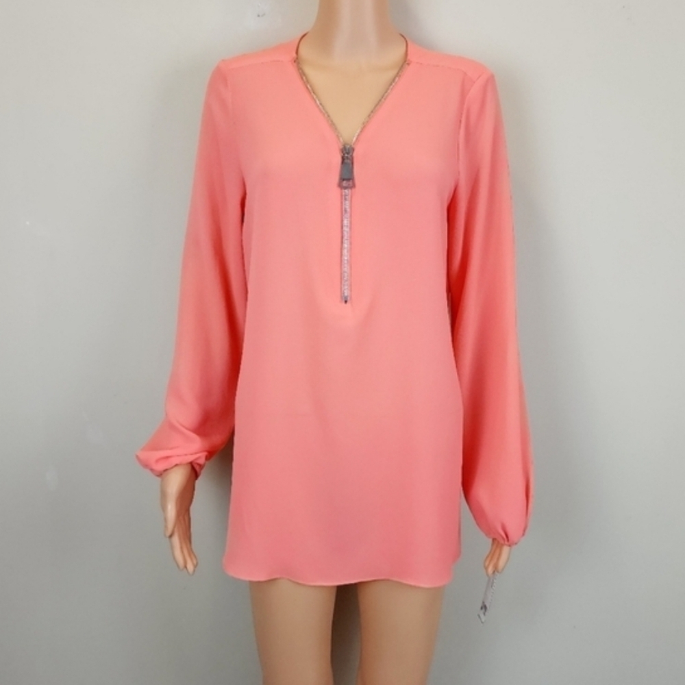 Zac & Rachel Long Sleeve Zip Front Blouse